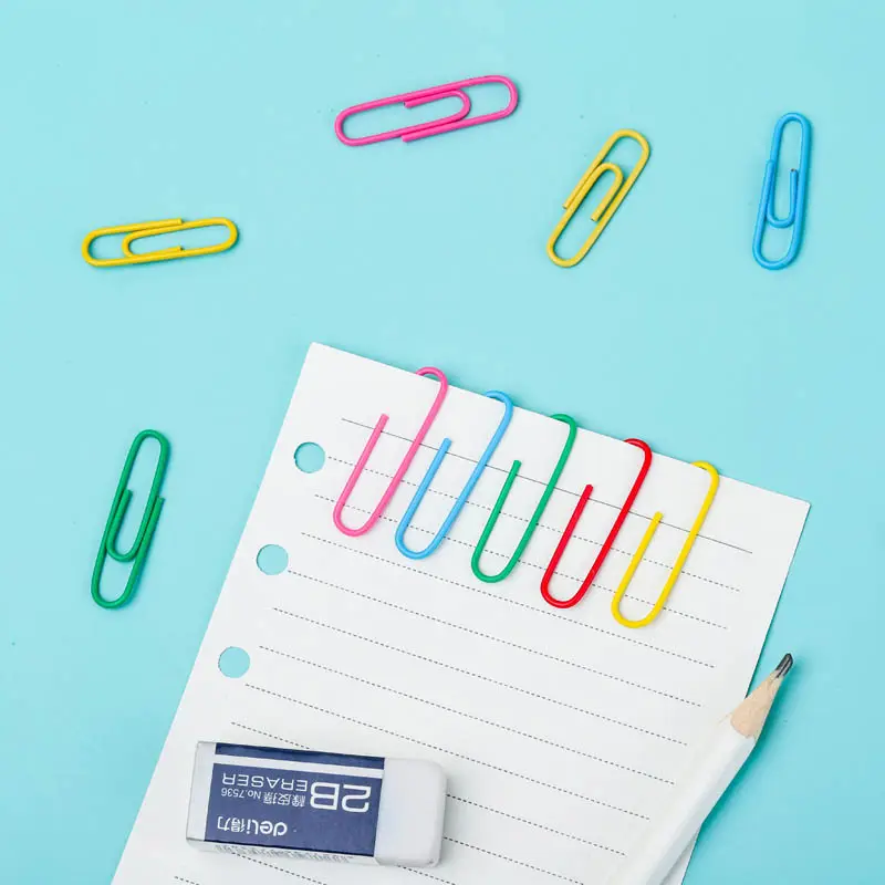 Designer Clips Assorted Colored Pvc Vinyl Coated Office Cute New Design Metal Wire Paper Clips