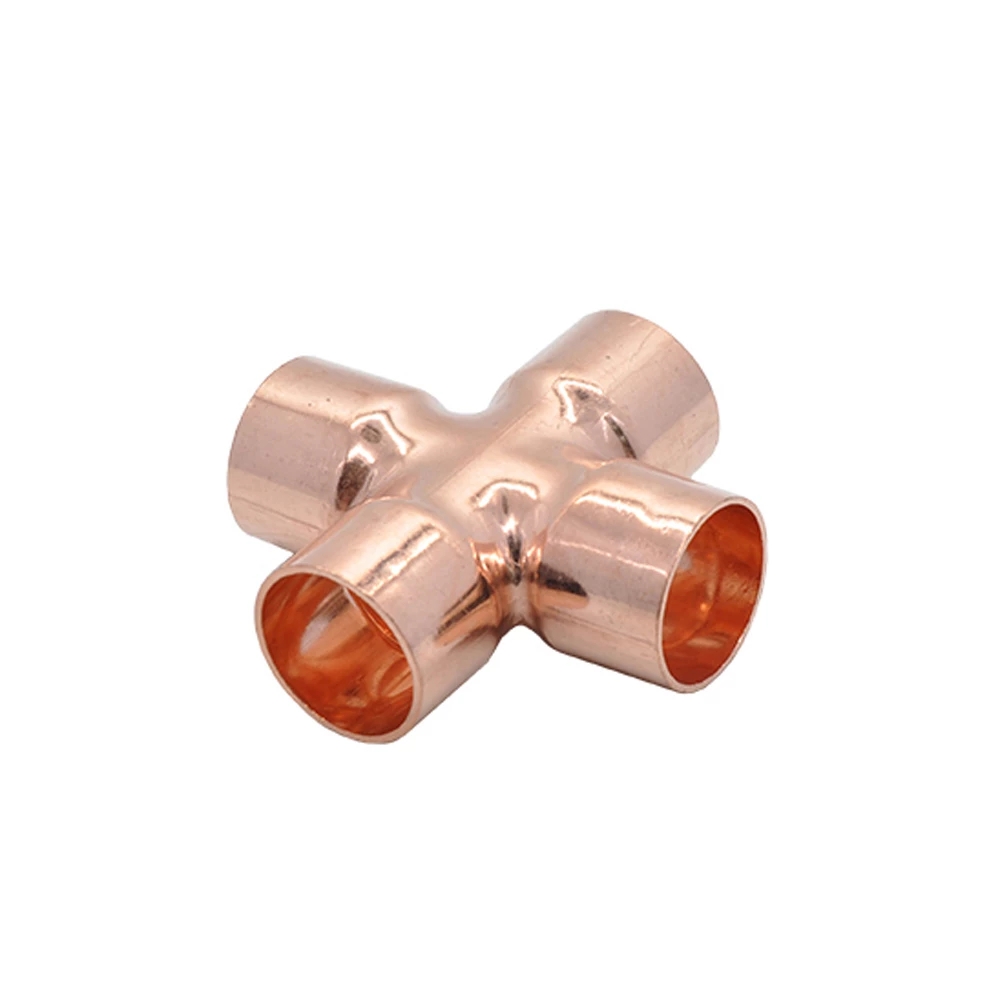 2021 new Copper Welding Four Way Joint Connector Pipe Refrigeration Accessories
