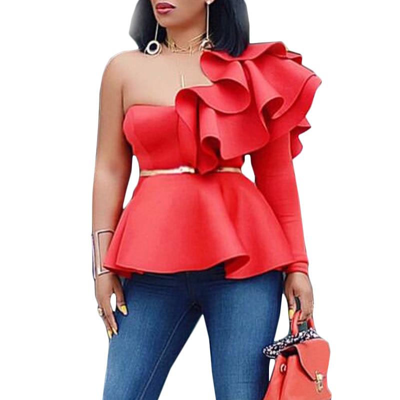 2021 New Arrivals sexy one should ruffled show thin casual high waist garment long sleeve crop shirt women tops fashionable