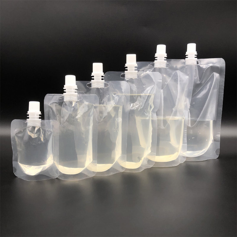 Clear Drink Reusable Food liquid drink plastic stand up pouch with spout