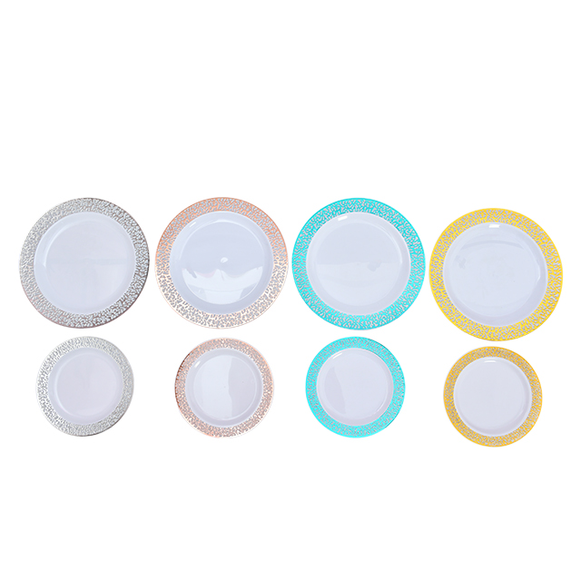 best amazon seller color lace plastic plates for wedding decoration
