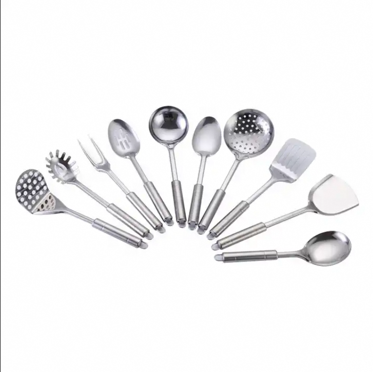 High Quality 10-piece Set Stainless Steel Nylon Spatula Pink Kitchen Utensil Set Multifunctional Kitchen Ware