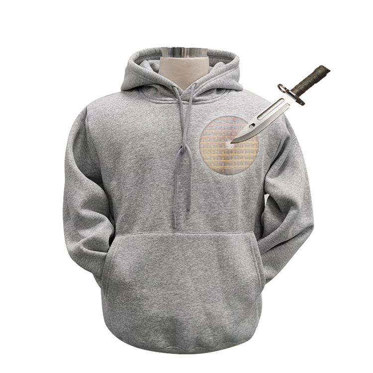 Men Women Grey Lightweight Concealable Hoodie Waterproof Shirt Stab Proof Resistant Cut Resistant Clothing