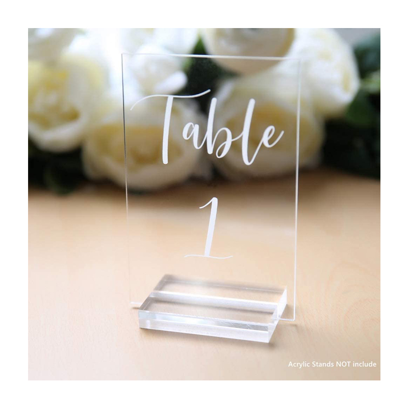 2021wholesale 1-20 Printed Calligraphy Clear Acrylic Table Number Stand Wedding Holder Frame