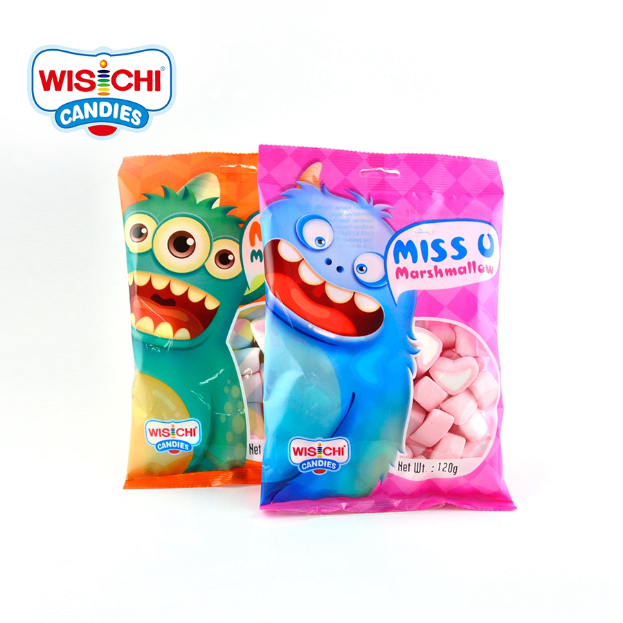 Бесплатный образец 120 г мультяшная сумка упакована marshmallow Miss u бренд красочный фруктовый Зефир