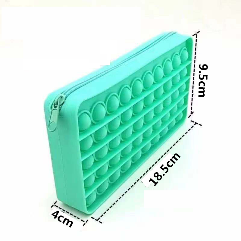 Pop Push Fidget Pencil Case Bubble Pen Holder Silicone Sensory Game Pencil Case Shockproof Water Suitable for Students