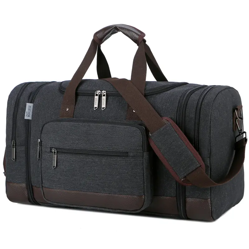 custom logo mens sports travel bag large capacity women canvas leather gym wholesale duffel bags