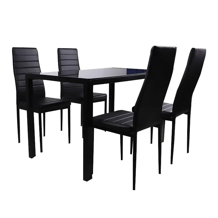 Modern Luxury Furniture Tempered Glass Top Metal Leg Dining Table Set 4 6 8 Seater With Chairs