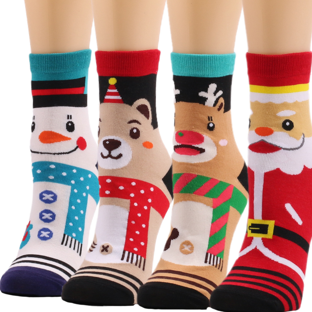 2021 New European and American Christmas Elk Snowman Personality Creative Socks