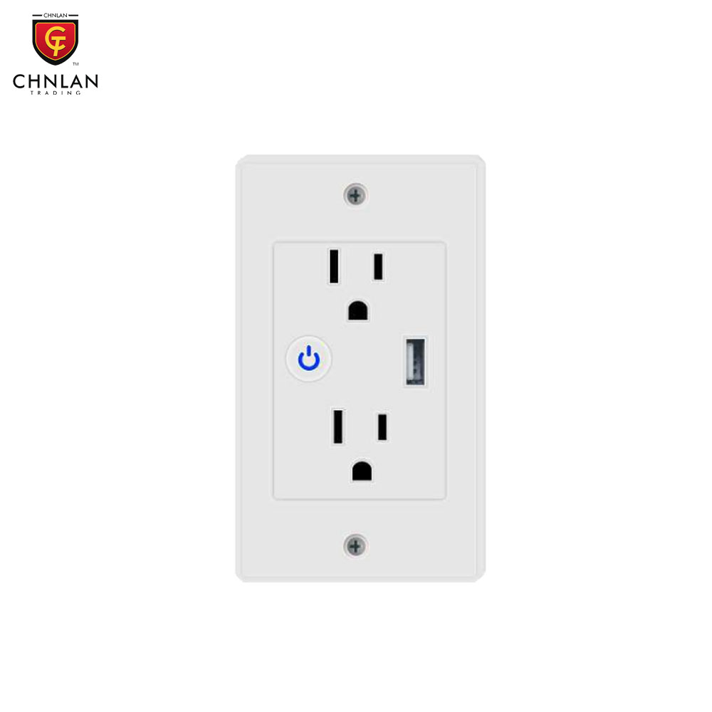 Умная настенная розетка с Wi-Fi, 2 розетки, 1 USB-порт
