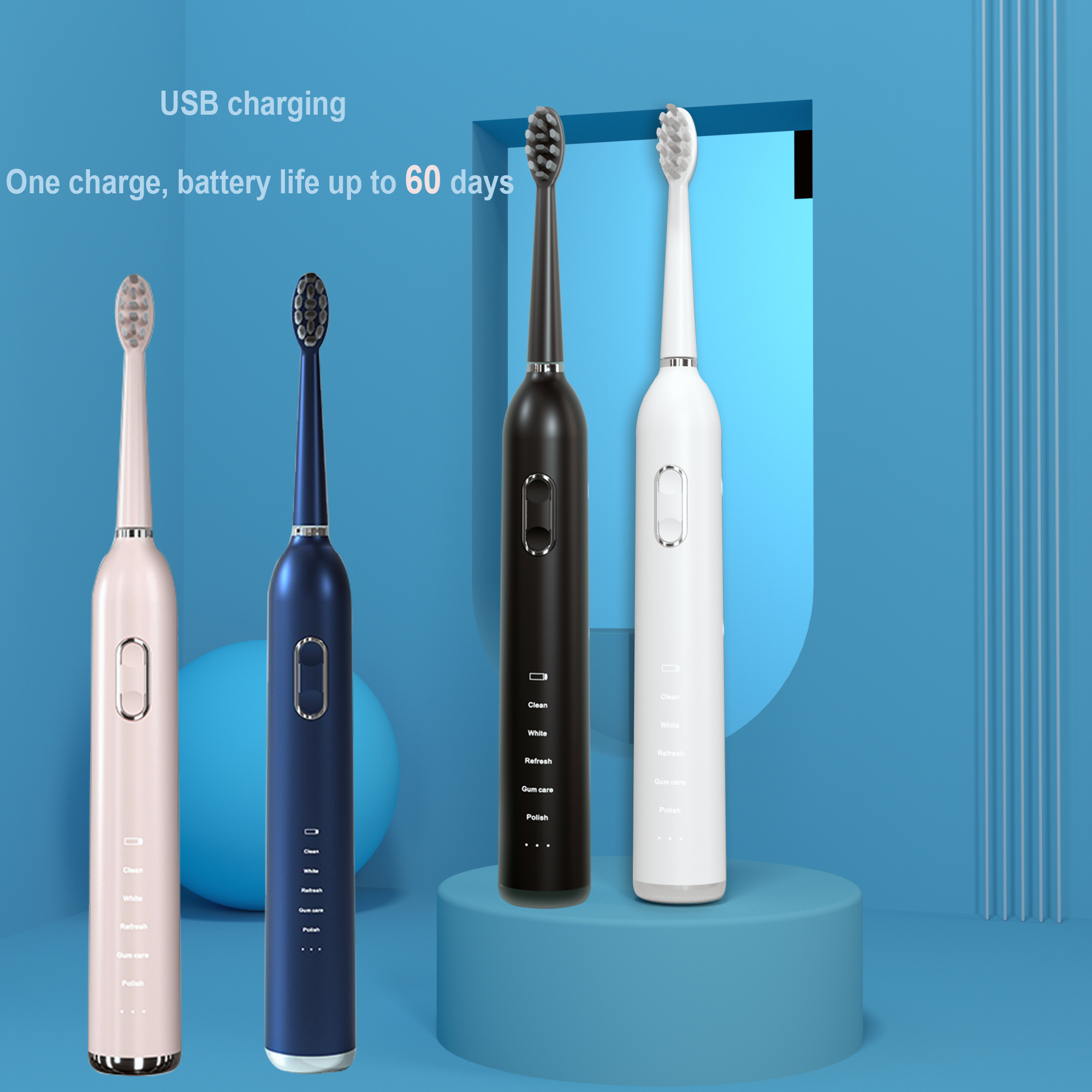 360 градусов звуковая электрическая зубная щетка IPX7 Водонепроницаемая силиконовая перезаряжаемая многофункциональная электрическая зубная щетка для взрослых