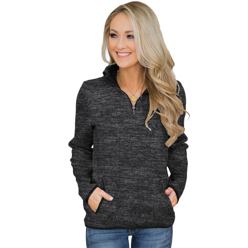 Big Sale Women'S Tops High Quality Custom Casual Womans Clothing Quarter Zip Pullover Sweatshirts