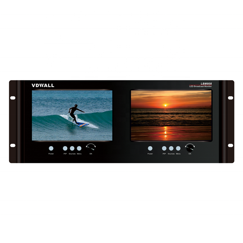 VDWALL LBM808 вещательный монитор 4U стойка монтаж RS232 HD DVI SDI VGA CVBS 2 * ЖК-монитор