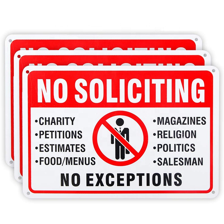 Flexible Plastic Aluminum Traffic Road Street Sign No Soliciting Sign Yard Home Safety warning Signs