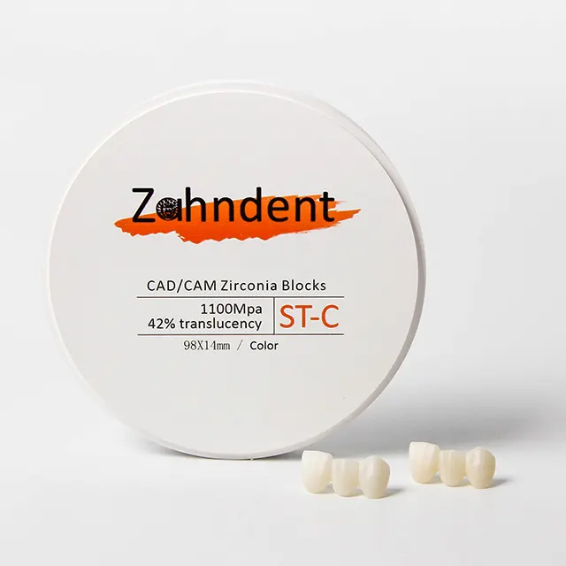 Zahndent 98mm Dental Multilayer Zirconia Block Cad Cam Zirconia Ceramic Disc Blocks For Dental Lab
