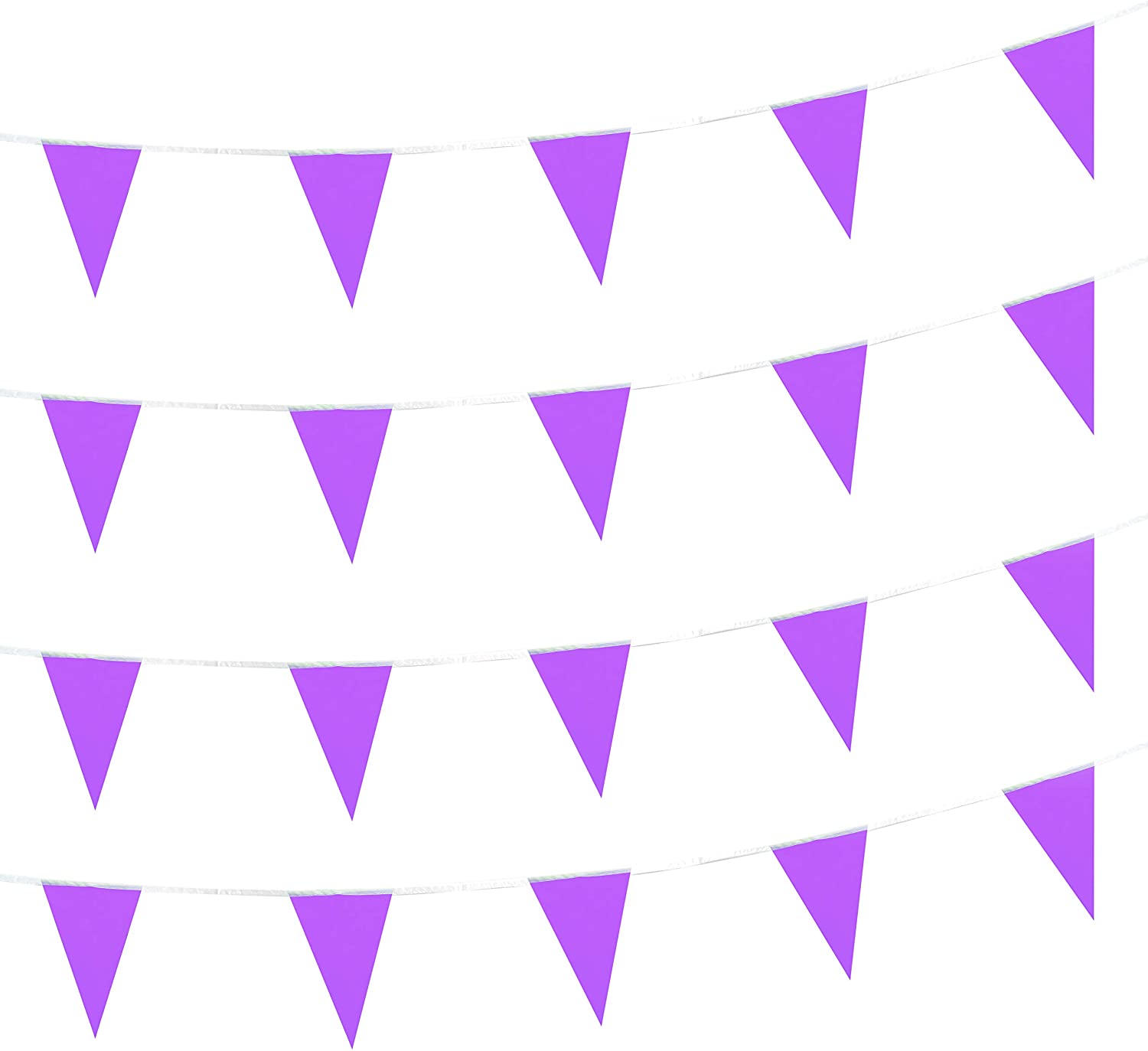 Solid Purple Pennant Banner Flags String Triangle Flags Decorations for Grand Opening,Birthday Party,Festival Celebration
