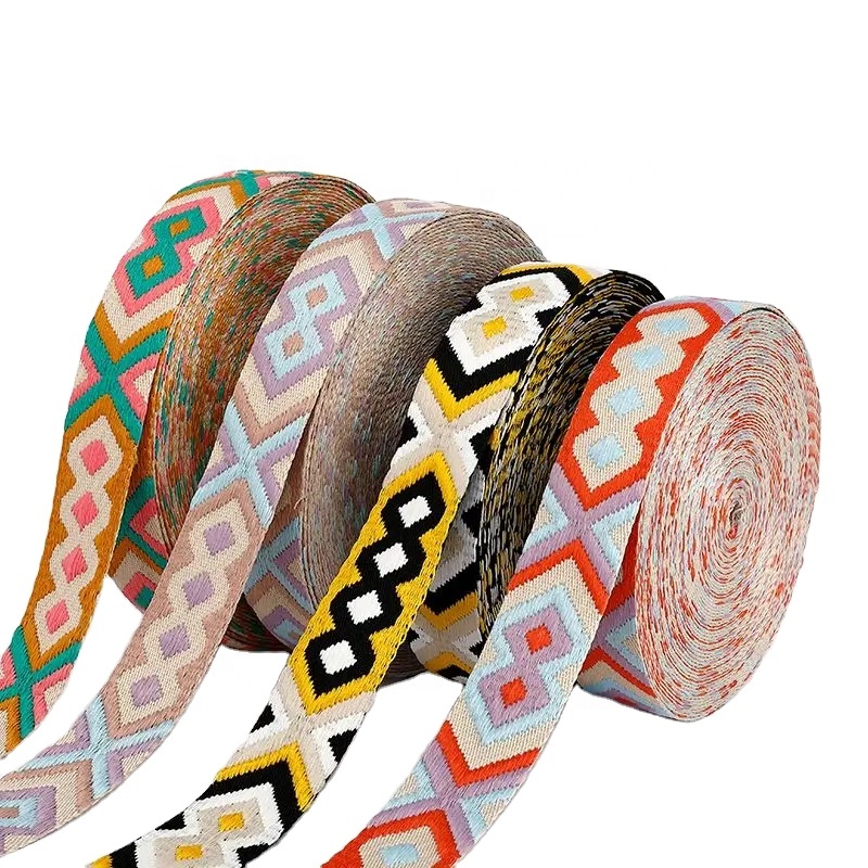 Shoulder Strap Webbing Crossbody Bags Webbing Colorful Ethnic Style Jacquard Hot 1.5 Inch Bag Belt Shoes for Jeans Jacquard Tape