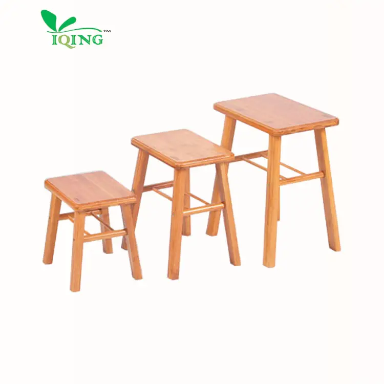 Factory direct sale portable lightweight bamboo wooden mini children's small square stool