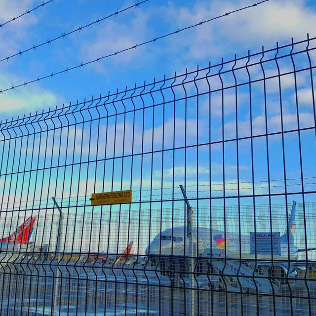 10 year no rust PVC coated panels barbed wire 358 anti climb airport security fencing