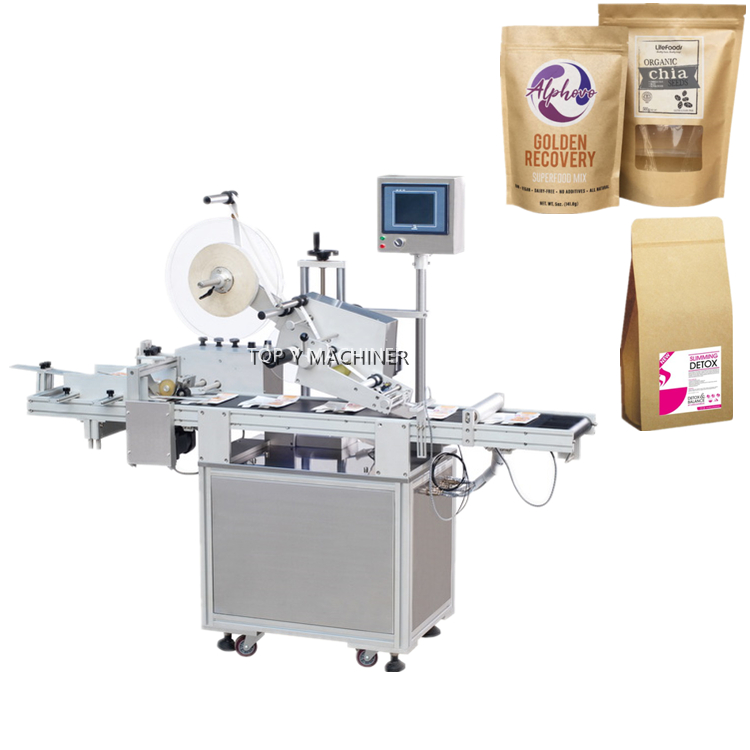 TOY Y Machinery Automatic Pouch Sticker Label Applicator Paper Bag Flat Labeling Machine