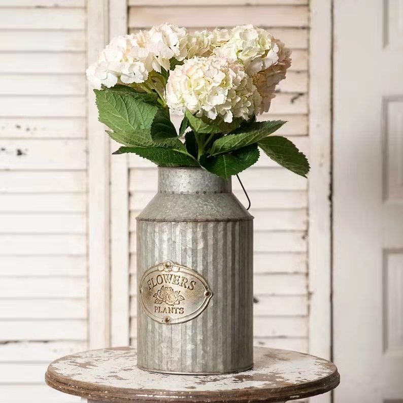 Promotion Vintage industrial farmhouse vase metal table top galvanized flower vase
