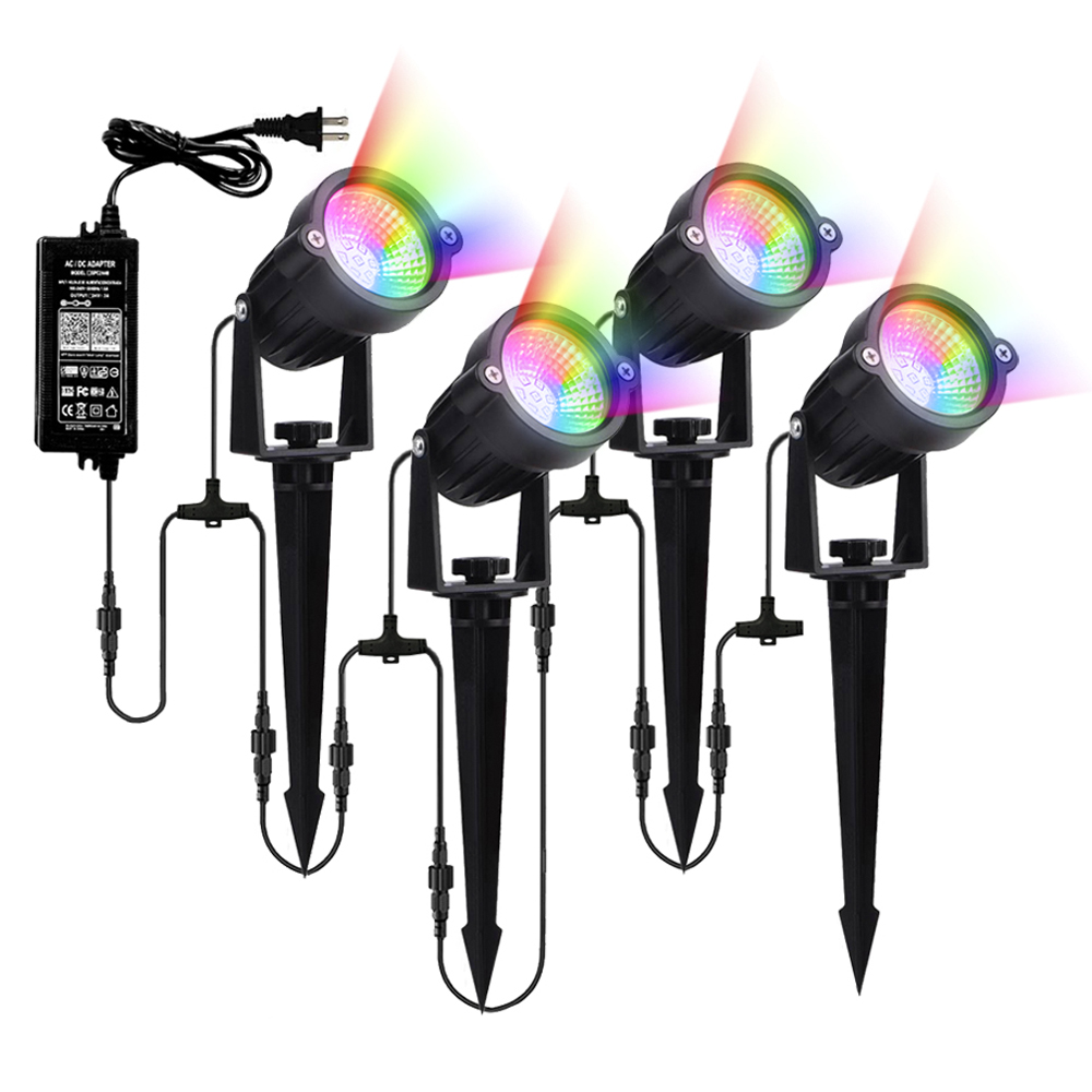 Светодиодные музыкальные Ландшафтные фонари RGB с управлением через приложение, освещение для сада, дорожек, стен, деревьев, уличный прожектор с подставкой-шипами, садовый свет