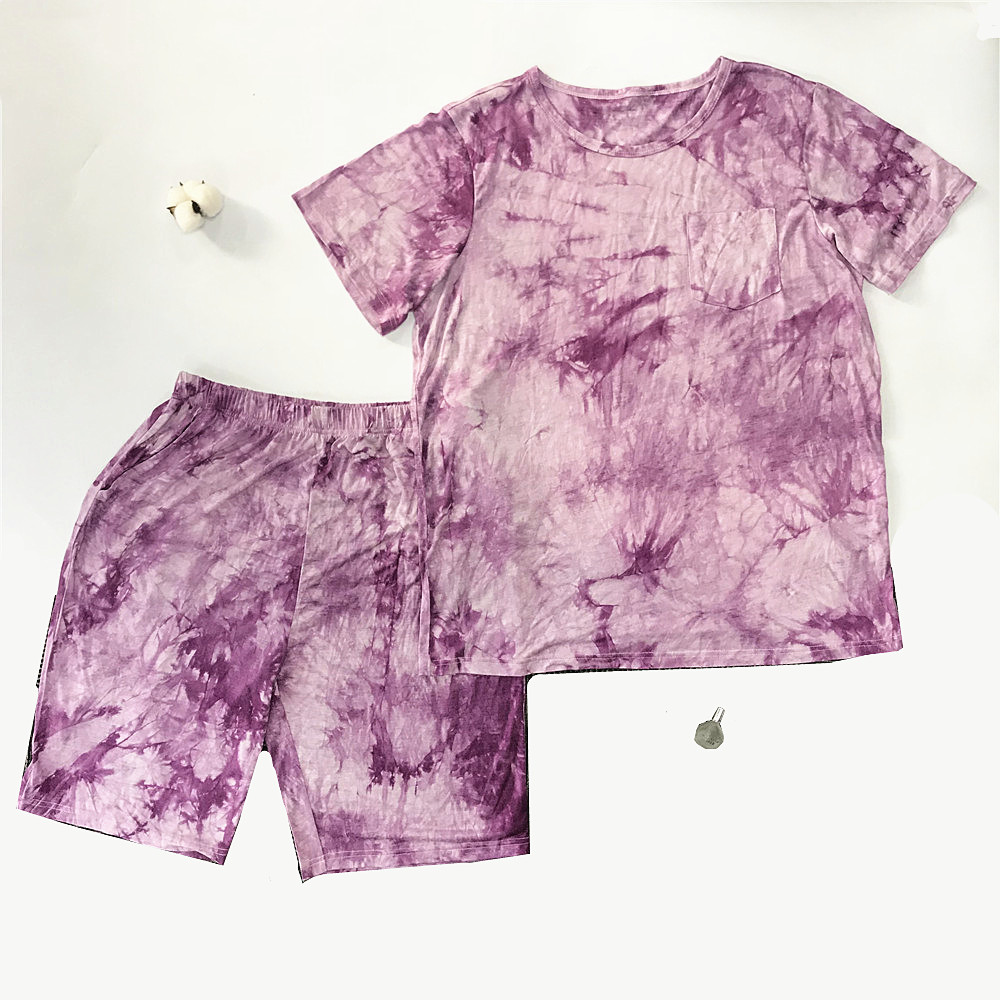 Горячая Распродажа, Мужская одежда для сна Tie-dye из 2 предметов, короткий пижамный комплект