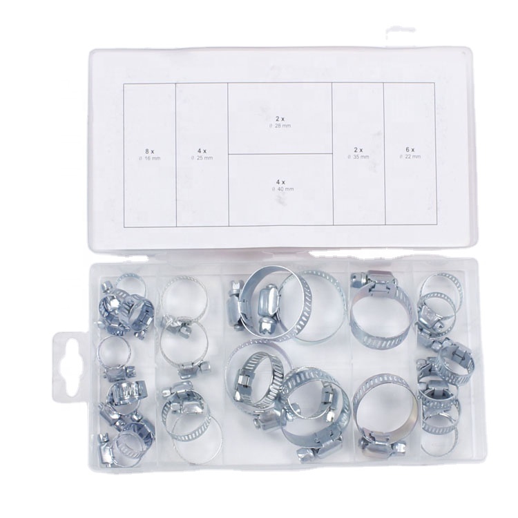 Assorted 26PC Hose Clamp Clips Set Zinc Plated Steel
