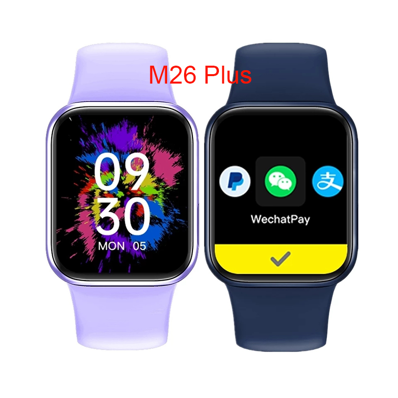 Смарт-часы M26 Plus спортивные, ip68, 44 мм, 1,77 дюйма, пульсометр, беспроводное зарядное устройство