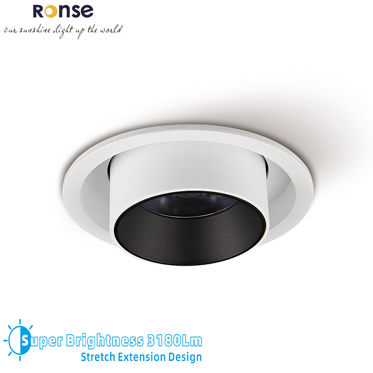 RONSE 35W 3180Lm Indoor Extension Retract Ceiling Anti Glare Downlight Stretch Cob Grille Lighting DALI Flexible Led Light White