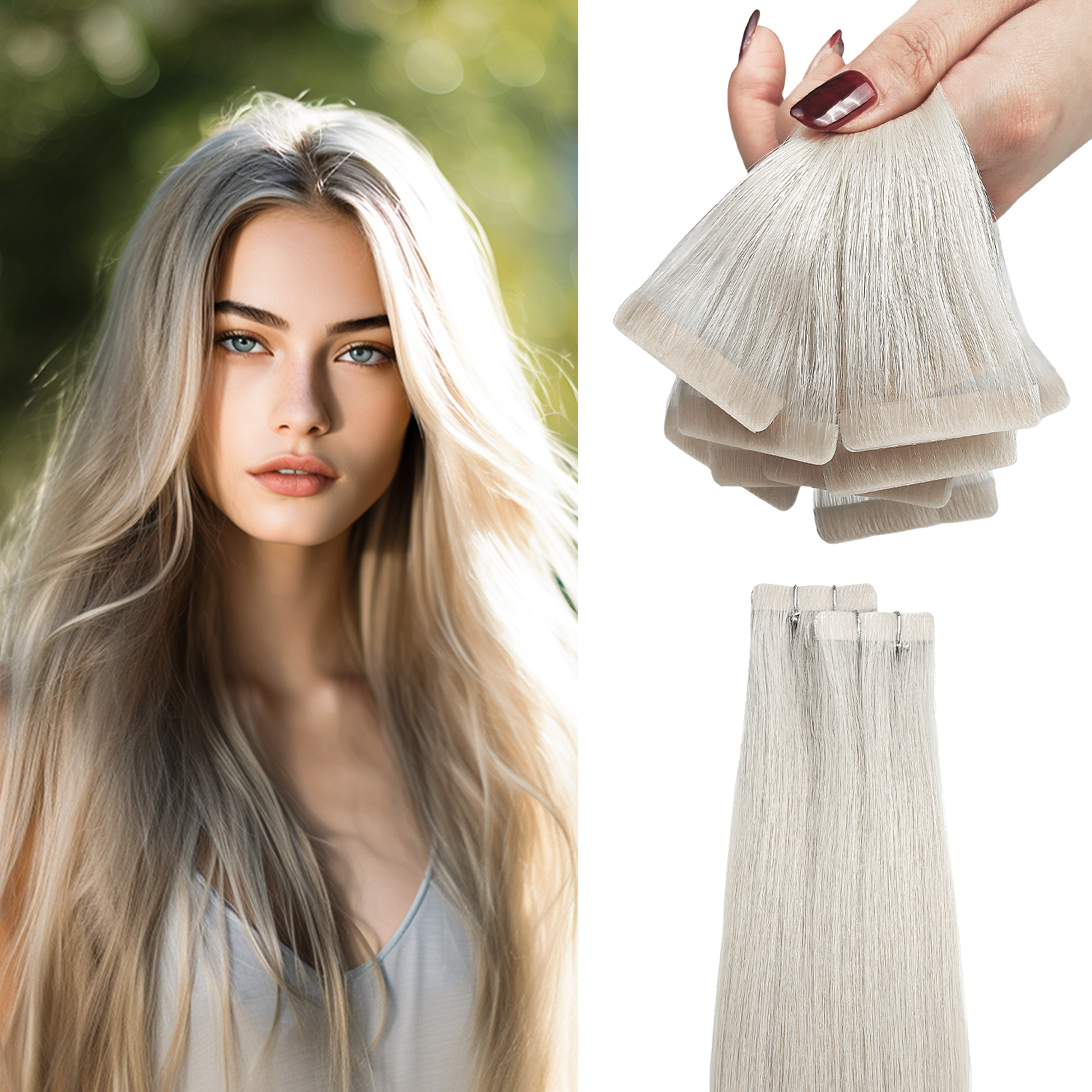 Invisible Tape Hair Extensions Remy Cuticle Skin Weft Injected Tape In Hair Extension 100% Human Virgin Hair