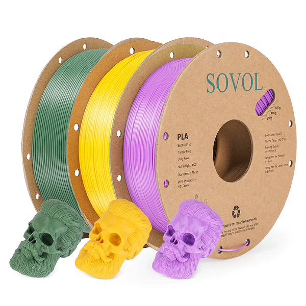 Лидер продаж, Sovol 1,75 мм PLA 3D печатная нить и цвета черный, белый, синий, зеленый, желтый, фиолетовый, розовый нить по заводской цене