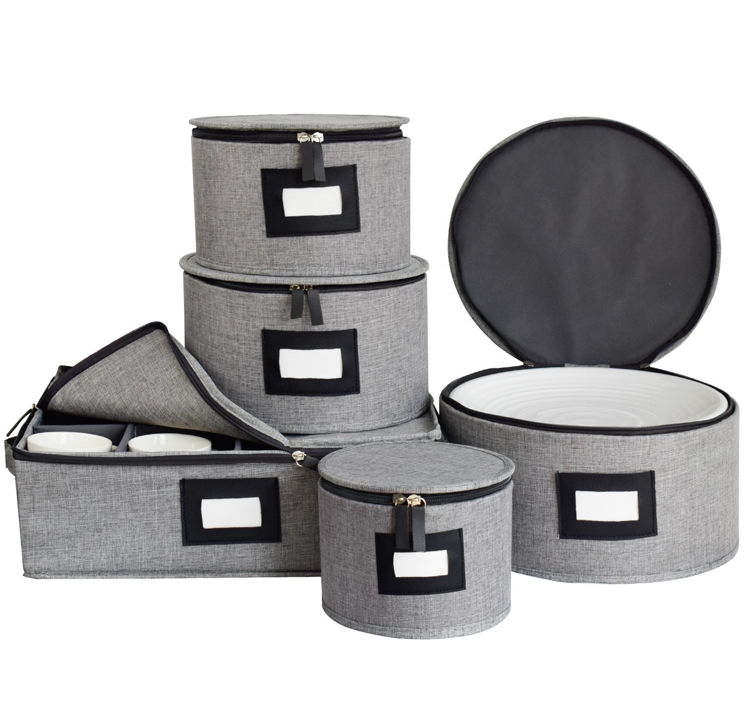 Mugs Cups Storage Hard Shelled Stackable Dinnerware Containers Dishes Salad Plates Protection Transporting China Storage Set