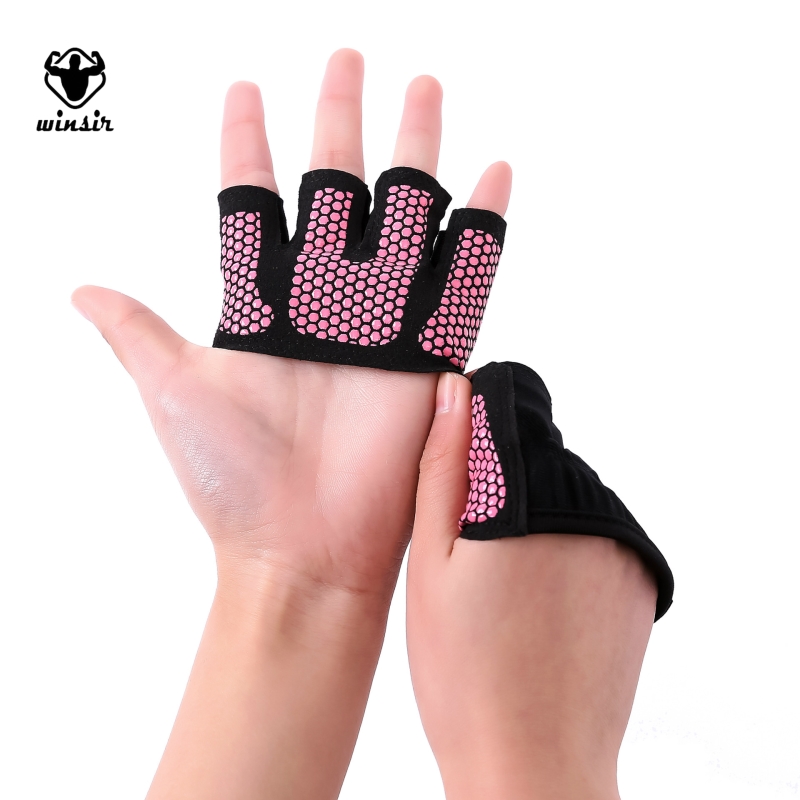 Womens and men excellent four finger Micro sweatproof sports Weight Lifting rubber glove gym Silicone Padding