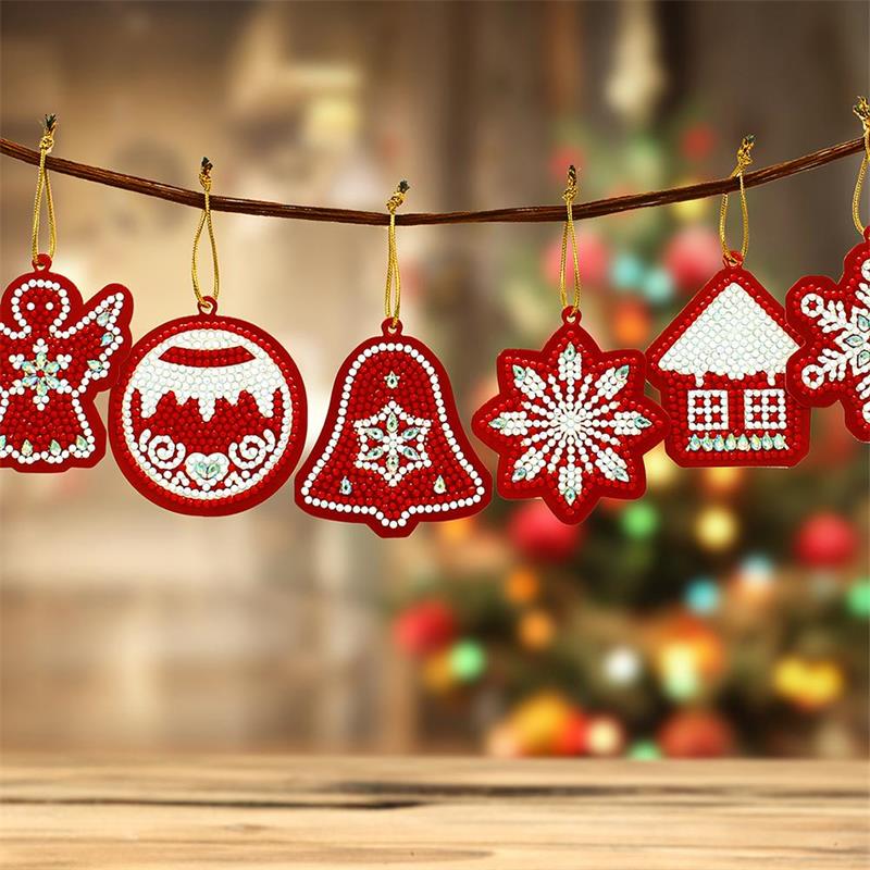 10pcs DIY Diamond Painting Christmas Tree Pendant Full Drills Special Shape Diamond Embroidery Christmas Decorations
