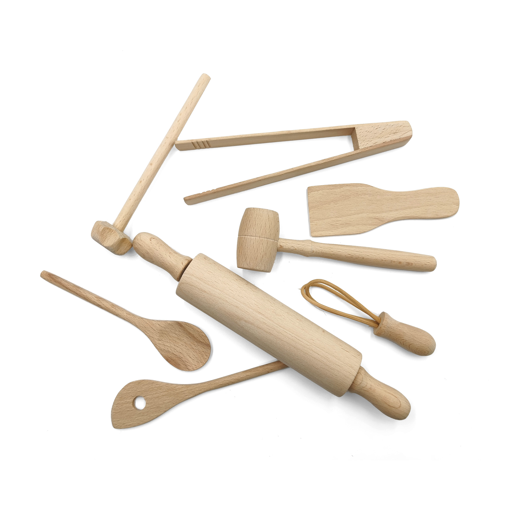 Australia Preschool Beech Wood Toddler Rolling Pin Spoon Egg Beater Kids DIY Kitchen Toy Set Cooking Wooden Toy For Children
