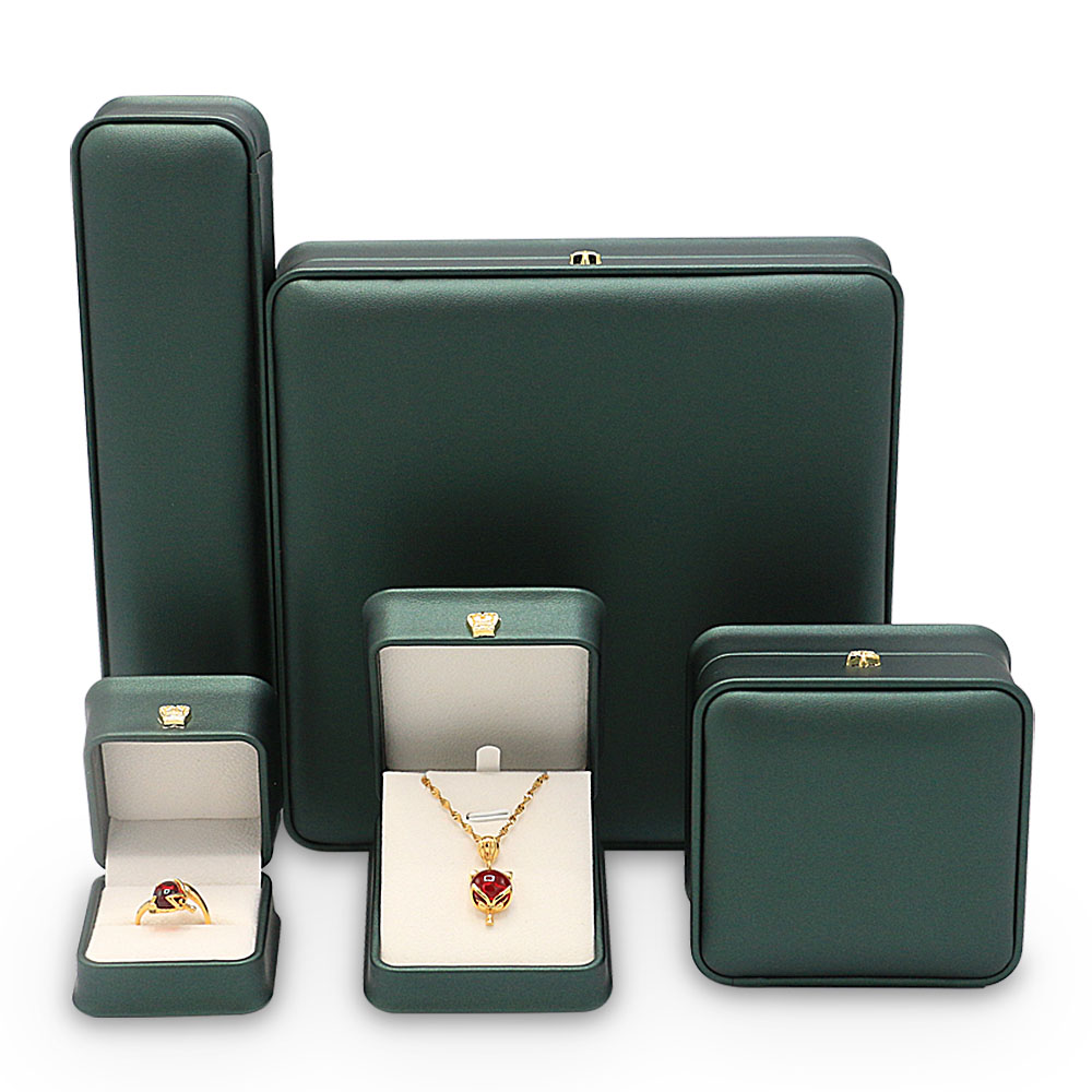 High-end dark green color pu leather jewelry box jewelry packaging box