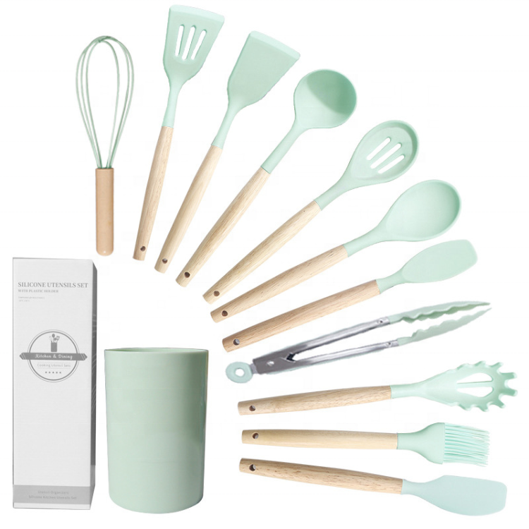 Hot selling heat resistant 12 pcs serving utensil cooking set silicone kitchen utensils tools set