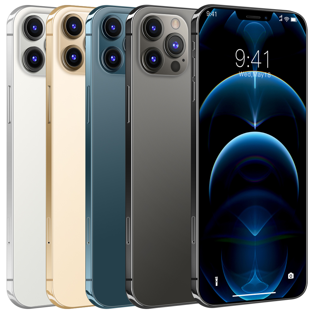 Новый оптовый завод I 12 PRO MAX мобильный телефон черный серебряный золотой красный с 6,7 дюймовым экраном челки смартфон