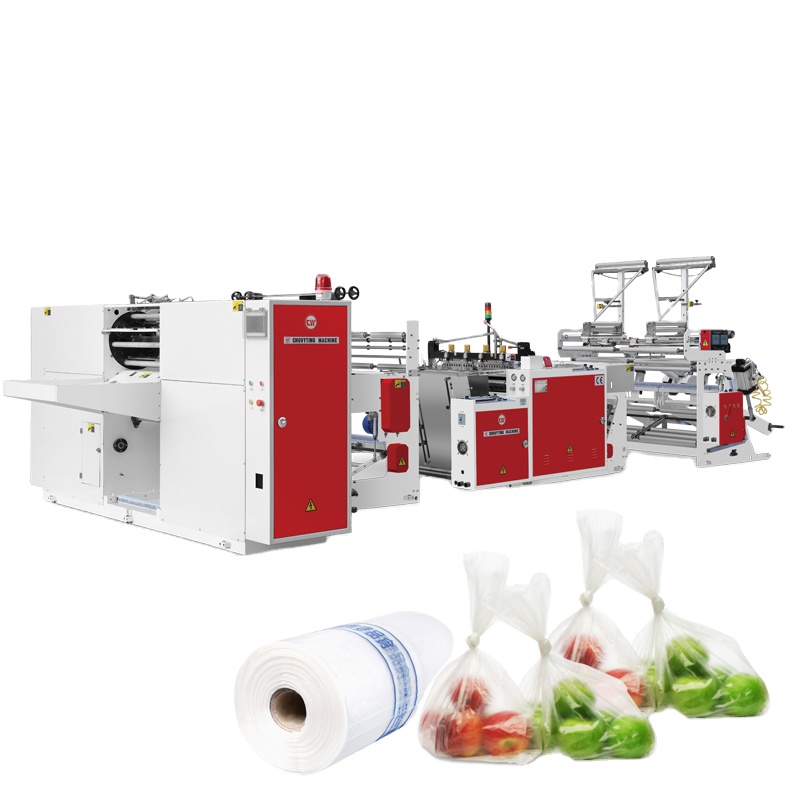 automatic plastic PE bottom sealing flat roll bag supermarket rolling bag with core shopping bag on roll making machine