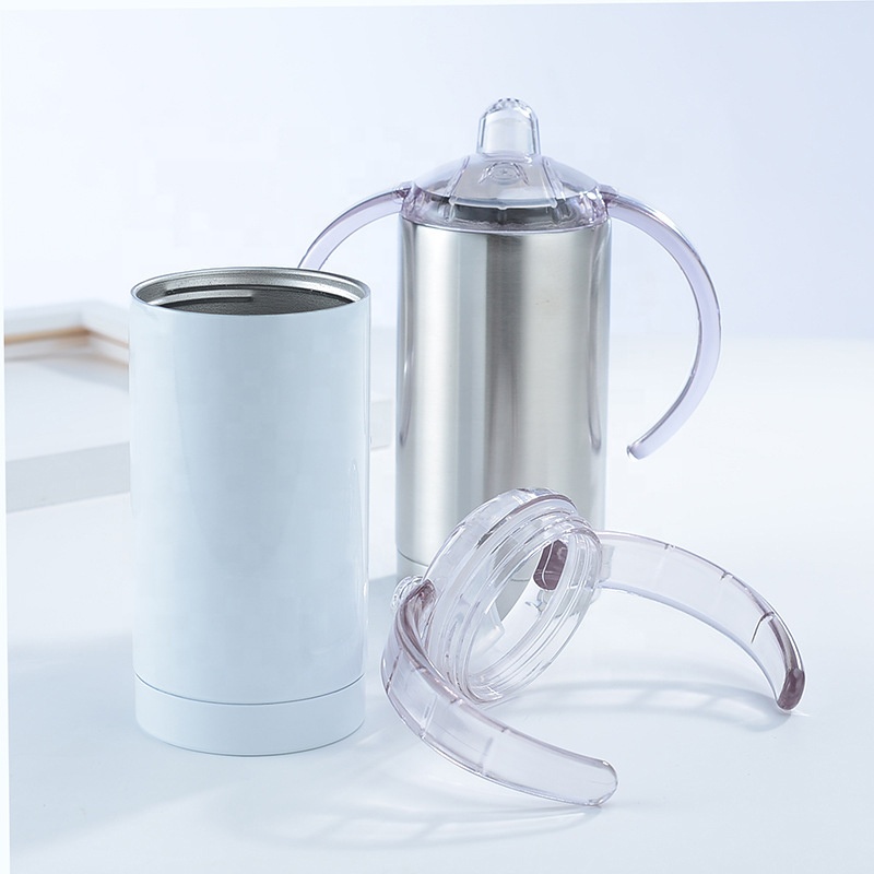 12 унций Сублимационная Прямая Детская кружка Sippy заготовки двойная стена детская нержавеющая сталь Изолированная кружка Sippy с насадкой