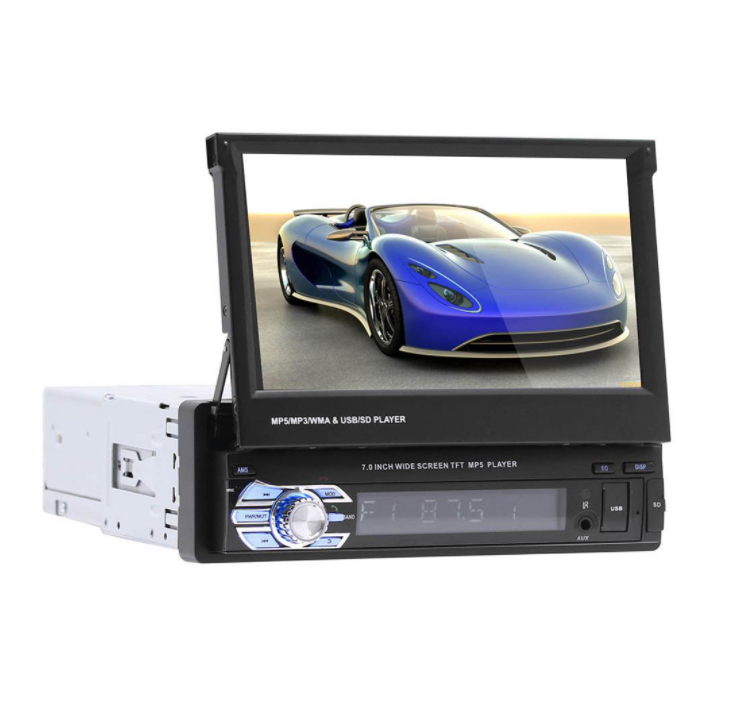 Автомобильный MP5 carplayer 1DIN 7 дюймов выдвижной сенсорный экран FM AM, включающим в себя гарнитуру блютус и флеш-накопитель USB автомобильное аудио Радио стерео ВИДЕО DVD плеер