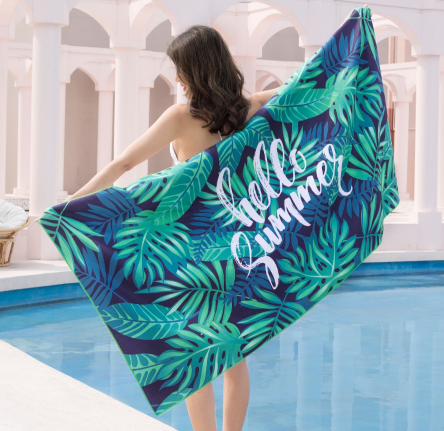 XIAOAO Recycled microfiber beach towel printed suede yoga towel with custom logo