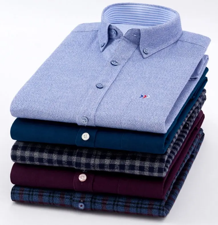 Men's Shirts 100% Brushed Cotton Camisa Masculina Causal Long Sleeve
