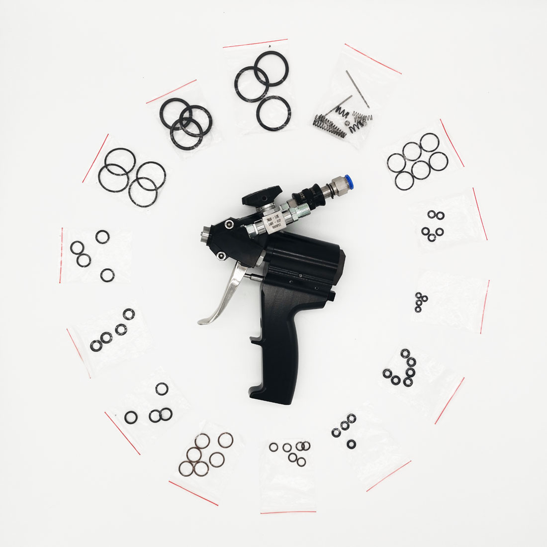 P2 PU Foam Spray Gun Polyurethane Air Purge Spray Gun Self Cleaning With Accessory Kit