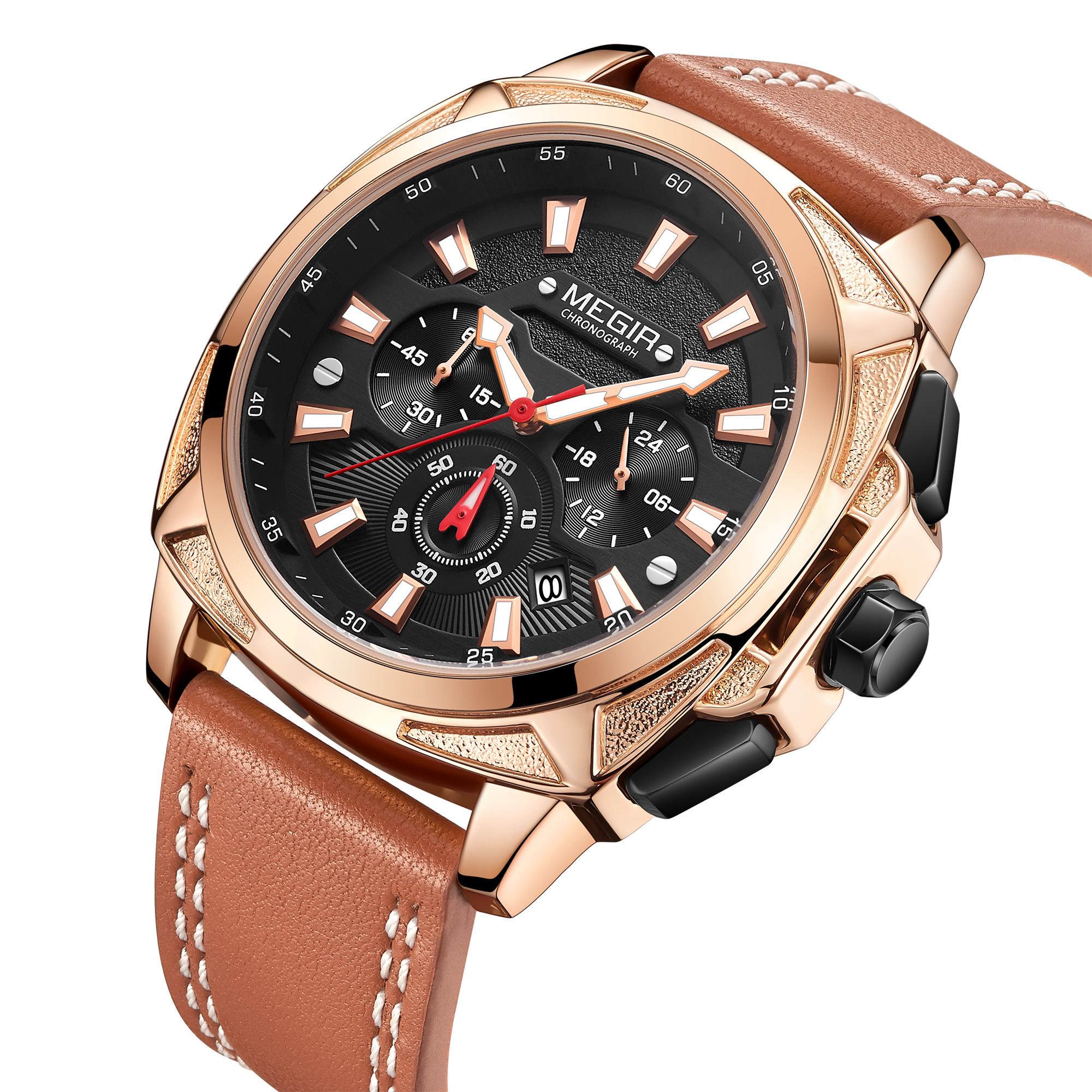 Hot Sell Classic Original Genuine Leather Multifunctional Sports Military Fashion Mens Quartz Watches Montre Classique