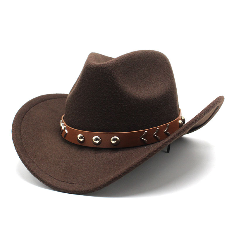 2021 factory logo custom hot popular new fashion woolen outdoor travel western cowboy hat with wide PU leather buckle belt