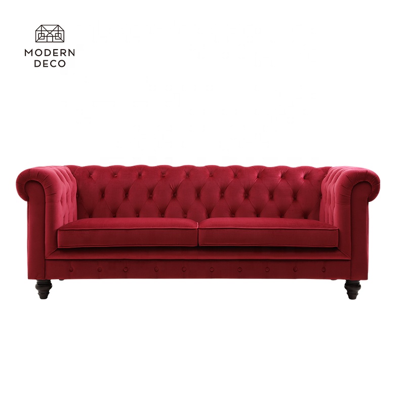 Роскошный красный современный диван chesterfield из ворсовой бархатной ткани, диван, мебель для гостиной
