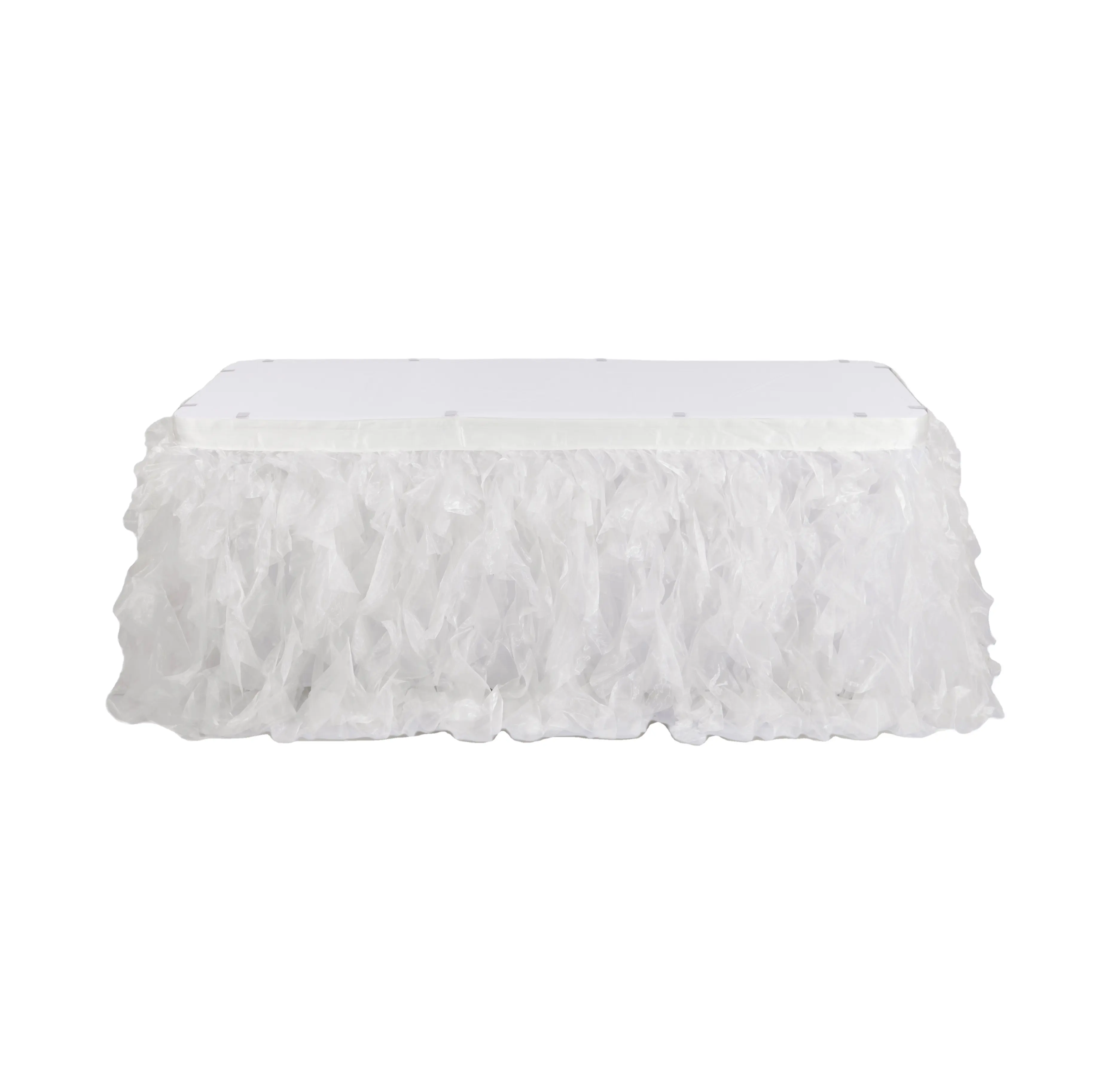 Factory Wholesale Handmade Solid Wedding Rectangle Table Skirting Designs Table Skirt