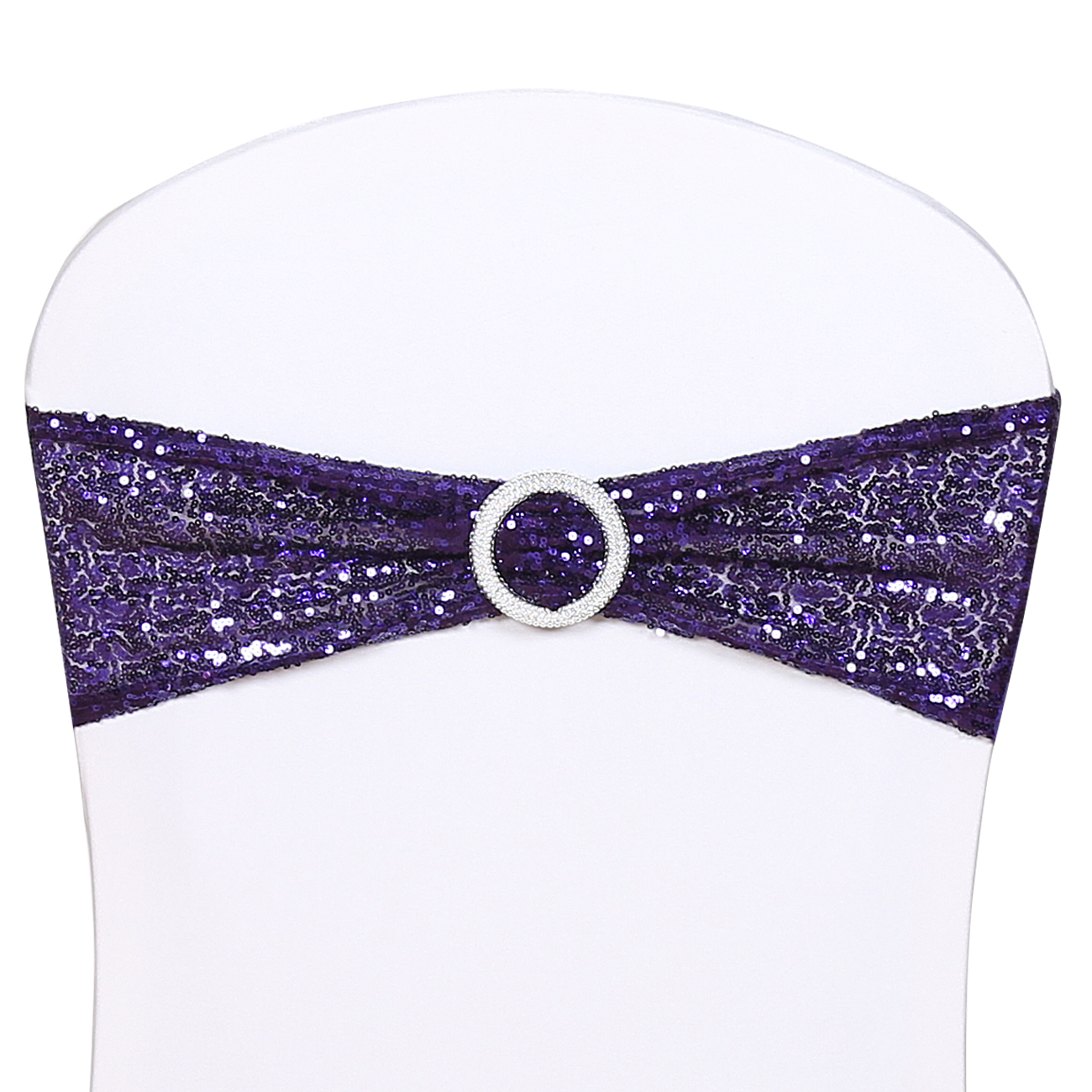 Cheaper Embroidered Purple Tone Glitter Decorative Sequin chair Sash for Wedding Party